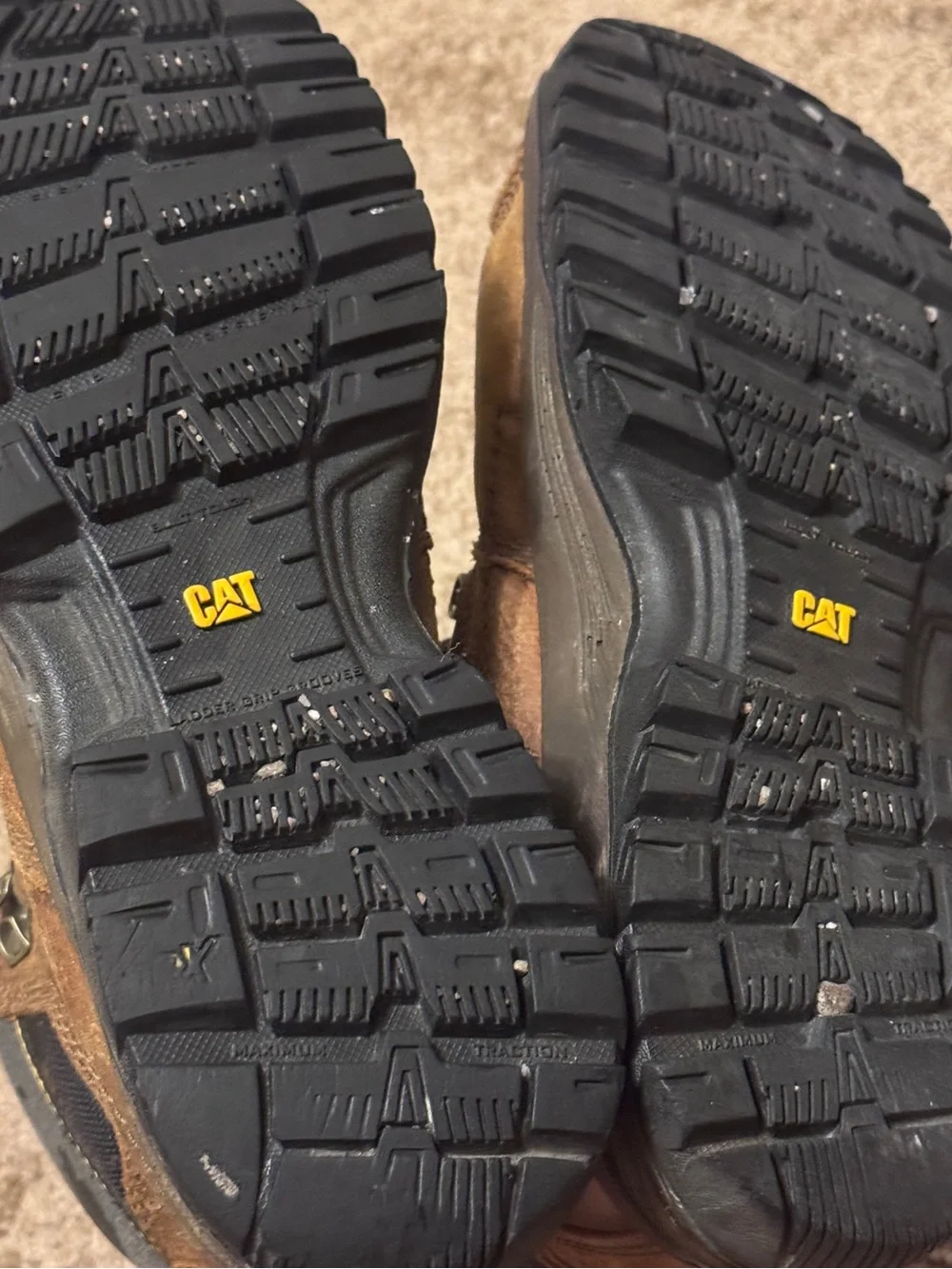 Caterpillar Steel Toe Work Boots Mens 7 Brown Leather Lace Up Workwear Logo